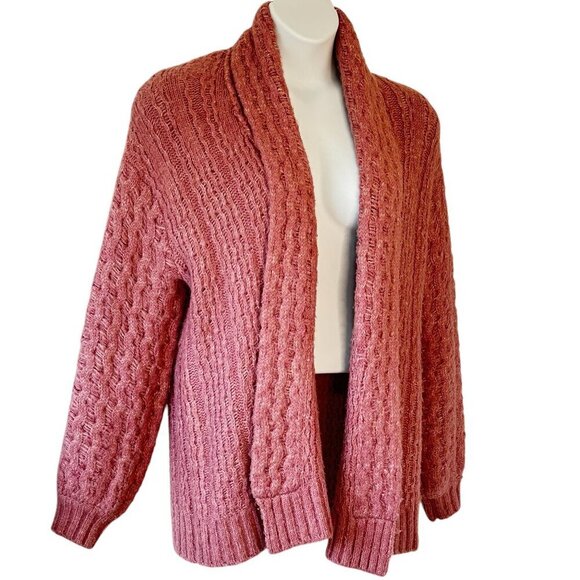 Anthropologie Rashida Open Cardigan Pink Chunky Open Cable Knit Oversized  Small - Picture 4 of 11